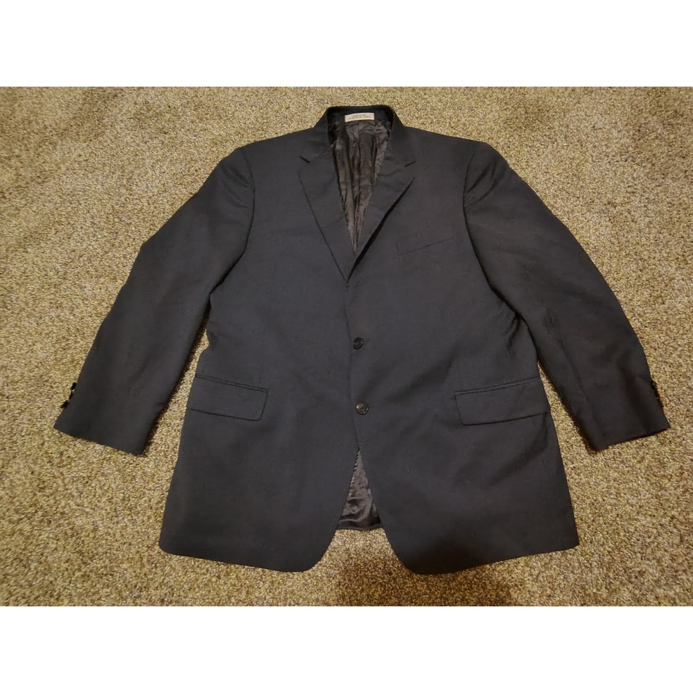 Joseph Abboud Mens 46R Blazer Super 120s Wool Navy Blue 2 Button Sport Coat USA